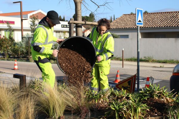 agglo Hérault méditerranée terrain espaces verts paillage tourbes