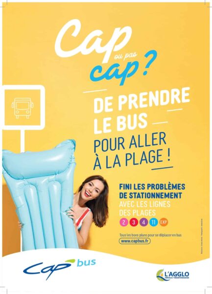 agglo hérault méditerranée cap bus réseau de transports en commun saison été campagne affichage