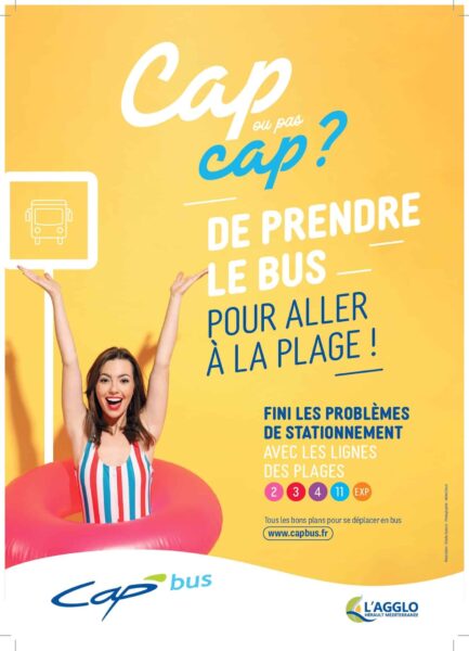 agglo hérault méditerranée cap bus réseau de transports en commun saison été campagne affichage