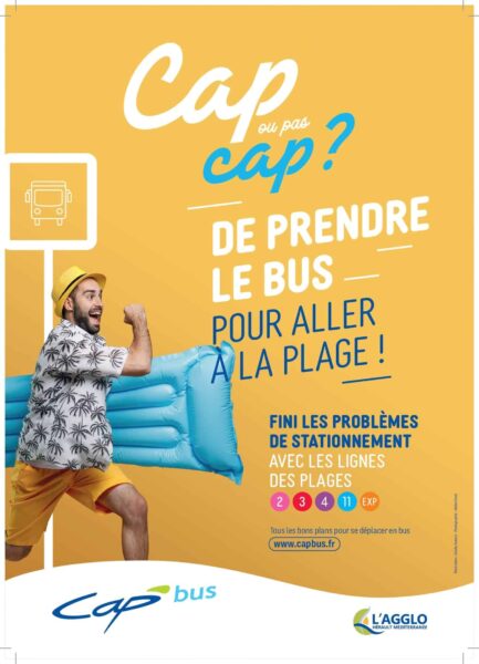 agglo hérault méditerranée cap bus réseau de transports en commun saison été campagne affichage