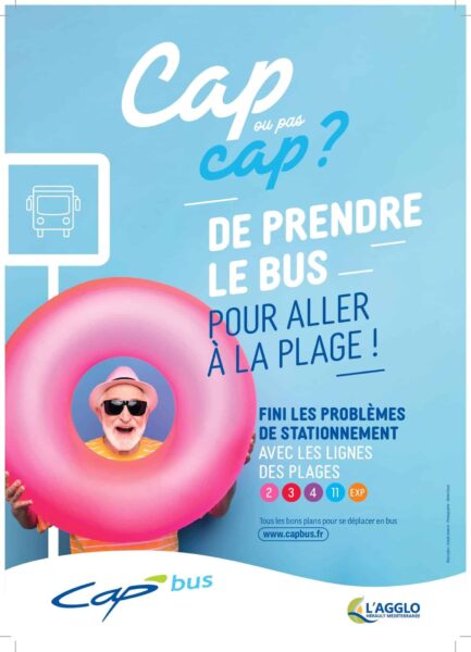 agglo hérault méditerranée cap bus réseau de transports en commun saison été campagne affichage