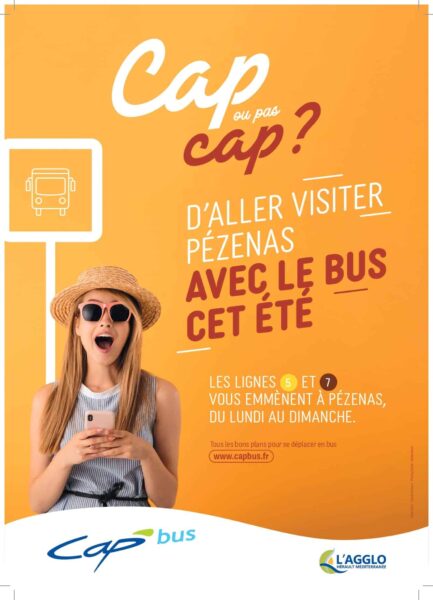 agglo hérault méditerranée cap bus réseau de transports en commun saison été campagne affichage