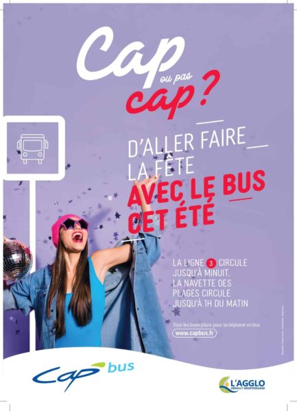 agglo hérault méditerranée cap bus réseau de transports en commun saison été campagne affichage