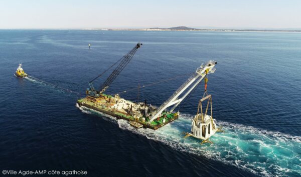 agglo hérault méditerranée visite chantier immersion cap d'agde récif innovant artificiels 3D béton seaboost