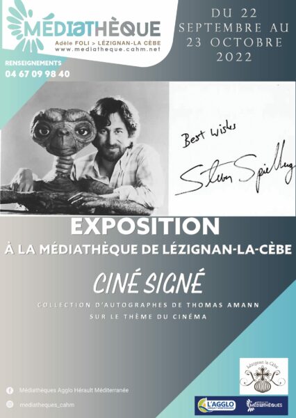 Agglo Hérault Méditerranée exposition cinéma autographe réseau des médiathèques lézignan la cèbe